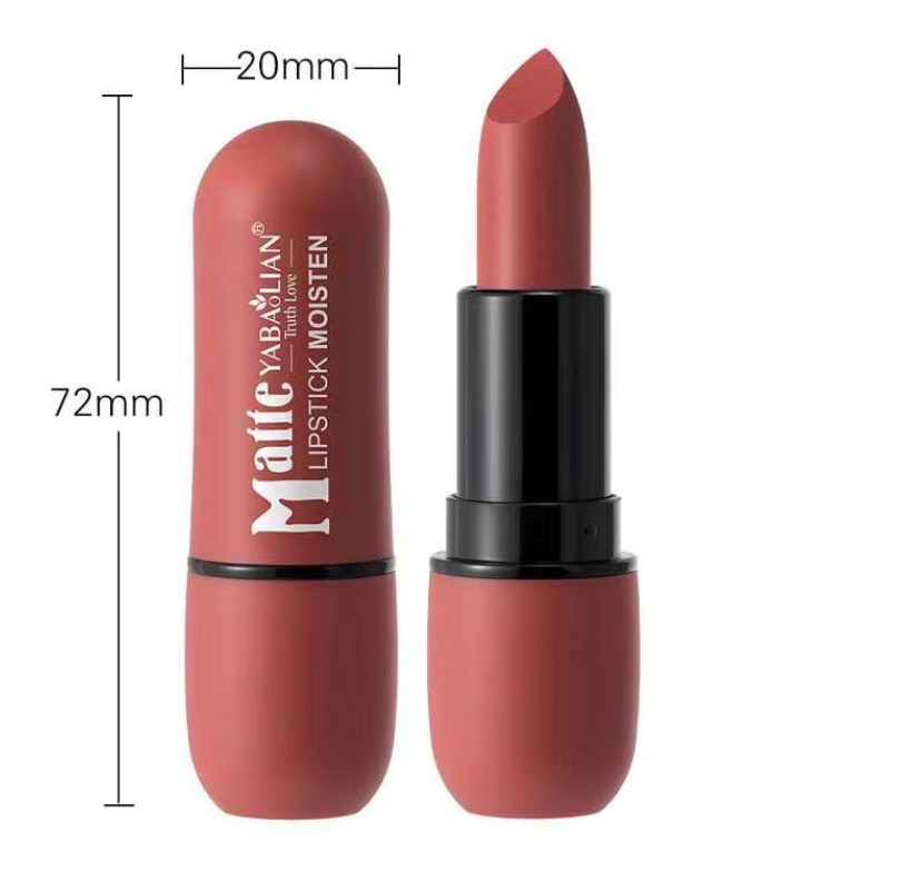 Lápiz labial mate Yabaolian con los 6 colores disponibles en los labios