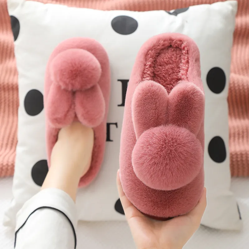 Zapatillas casa conejito peluche rosa