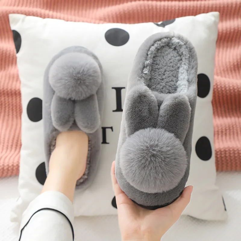 Zapatillas casa conejito peluche gris